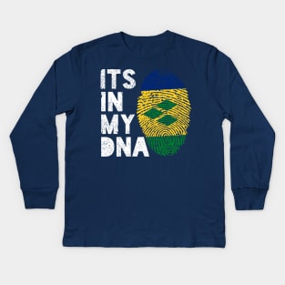 Its In My DNA Saint Vincent and the Grenadines Flag Fingerprint Kids Long Sleeve T-Shirt